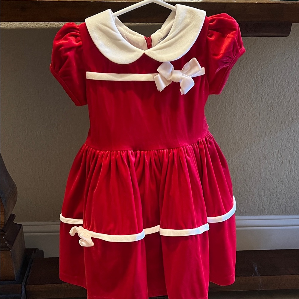 Only Little Once Velvet Dress with White Accents